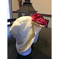 's Cloth RollUp Large Pink Floral Hat White Soft   eb-04291275